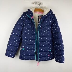 Mini Boden Star Print Puffer Jacket Size 11–12 – Detachable Sleeves